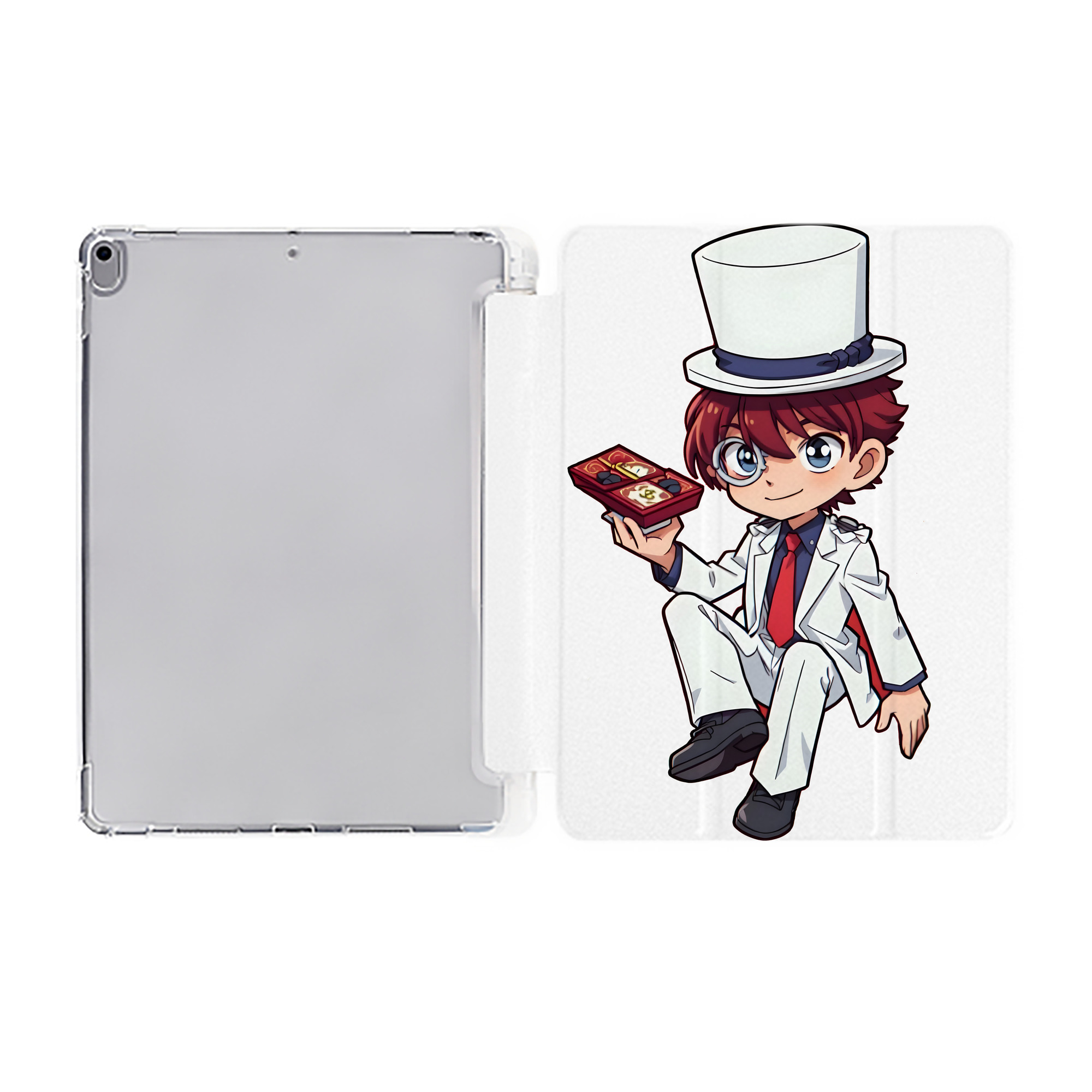 （画像用） 名探偵コナン くろば かいと Detective Conan Kuroba Kaito IPad ケース ペン収納付き 三つ折りスタンド PUレザー×シリコン 対応機種9.5/10.5/10.9インチ